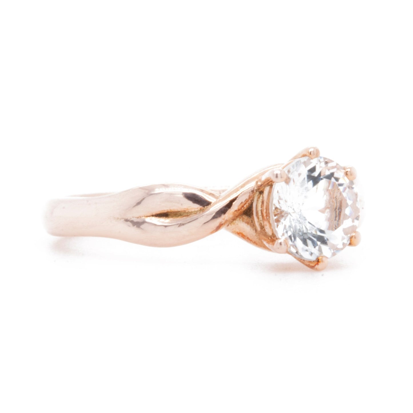 The Fairmined Rose Gold Goshenite Twist Ring (Ready to ship in size 6.25) - W.R. Metalarts