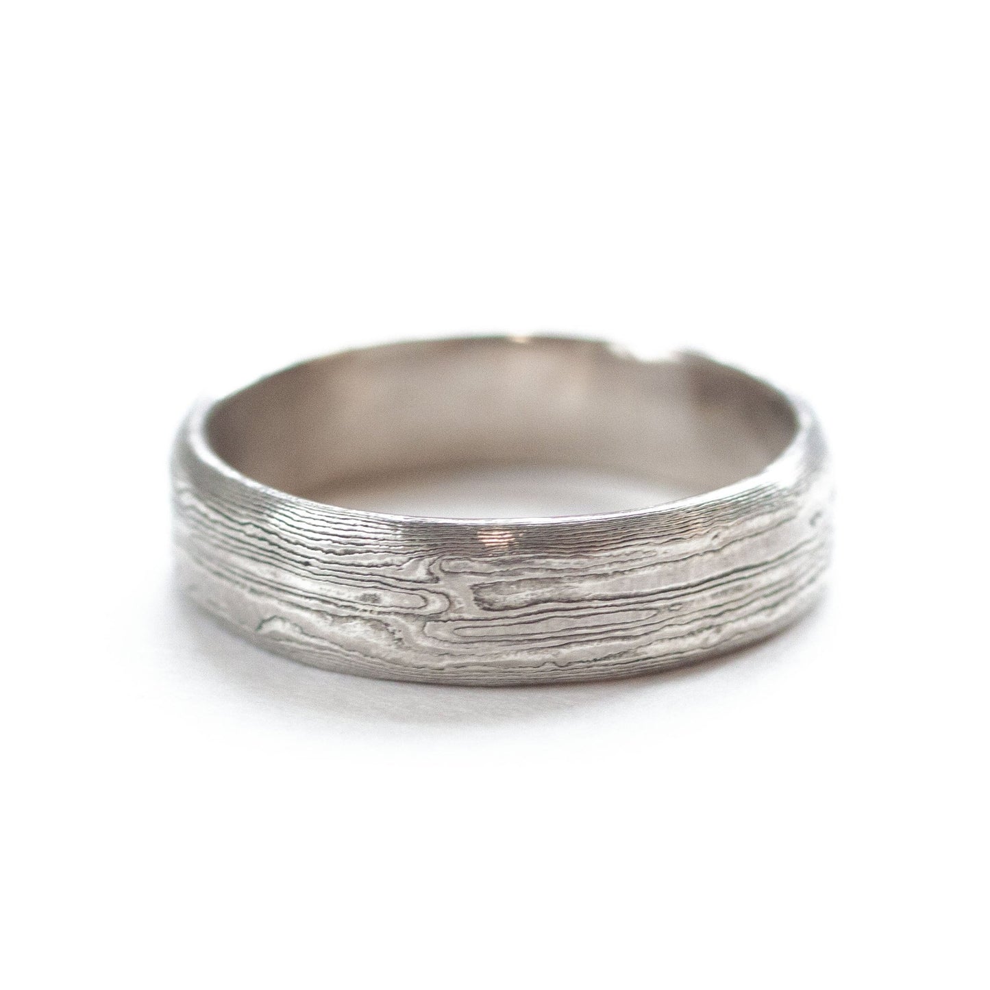 The Mokume Gane White Gold Strata Band (Ready to ship in 5mm width size 10) - W.R. Metalarts