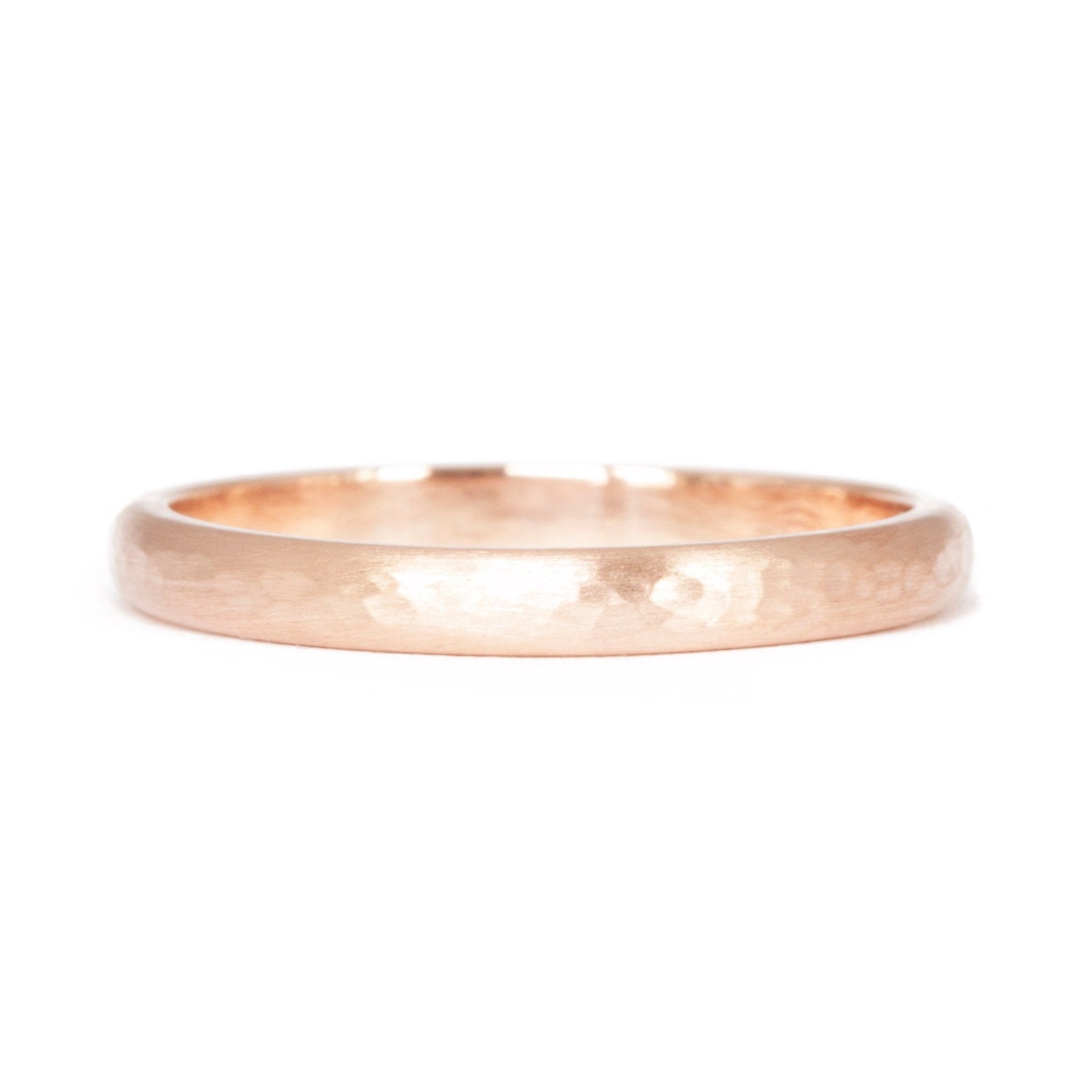 The Rose Gold Hammered Band (Ready to ship in 3mm width size 7.5) - W.R. Metalarts