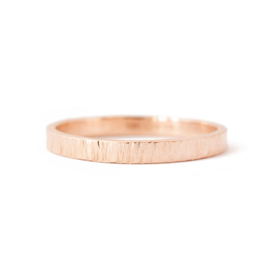 The Thatched Band (Ready to ship in 2.5mm width 14K rose gold size 10.25) - W.R. Metalarts