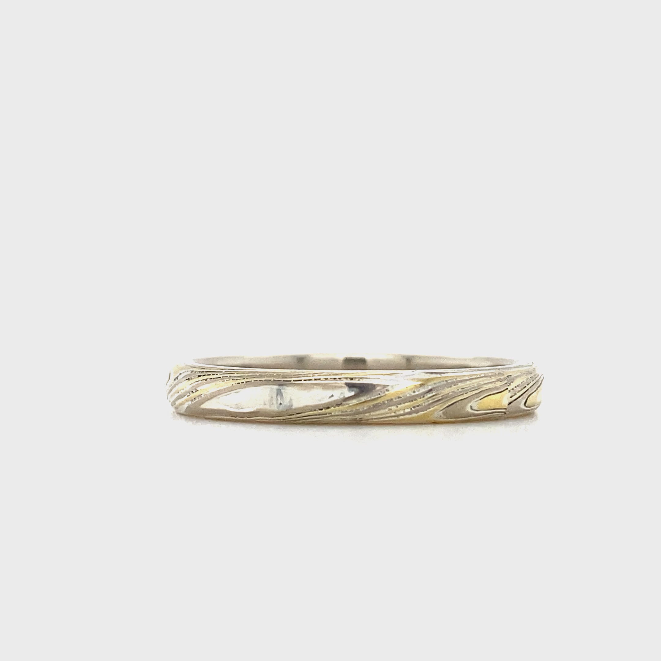 The Tri-Metal Mokume Gane Yellow Gold Band – W.R. Metalarts