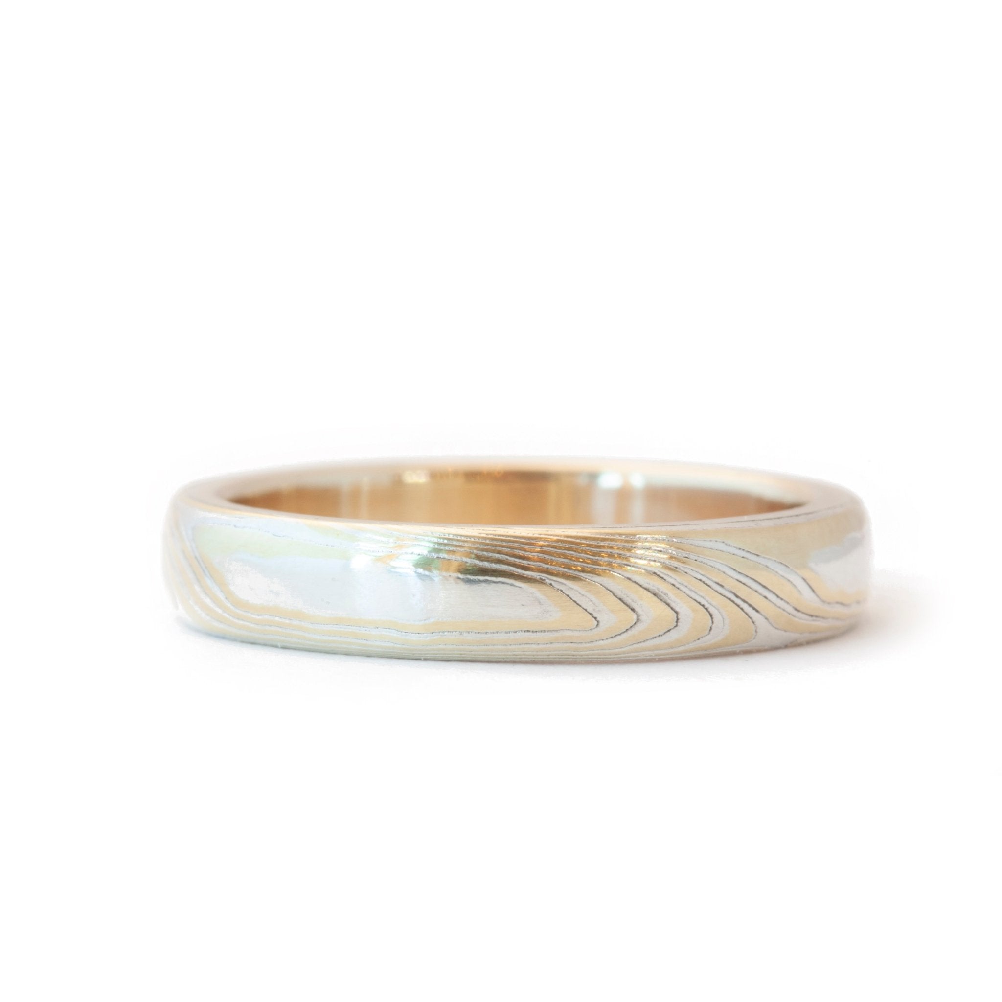 The Bi-Metal Mokume Gane Yellow Gold Band