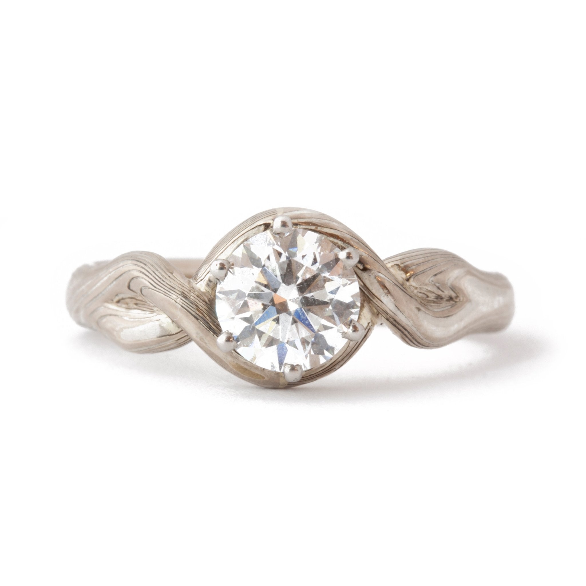 The Mokume Twist Diamond Engagement Ring W.R. Metalarts