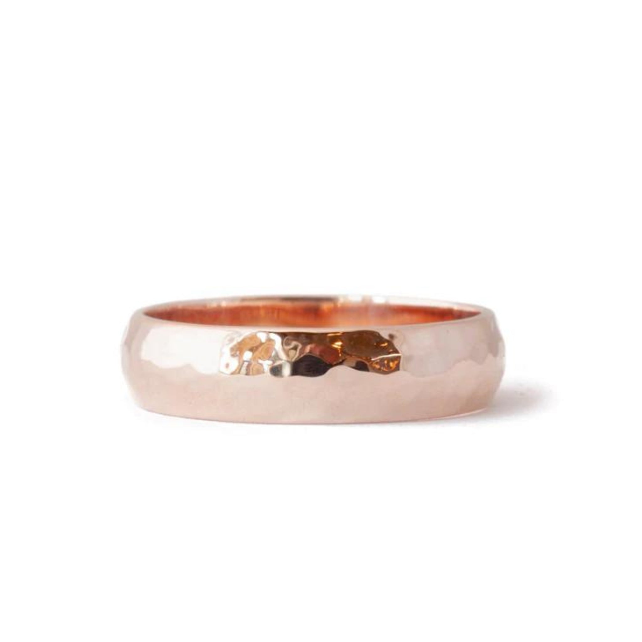 Hammered Simple Rose Gold Wedding Band Ethical Jewelry W R Metalarts   The Rose Gold Hammered Band 345297 