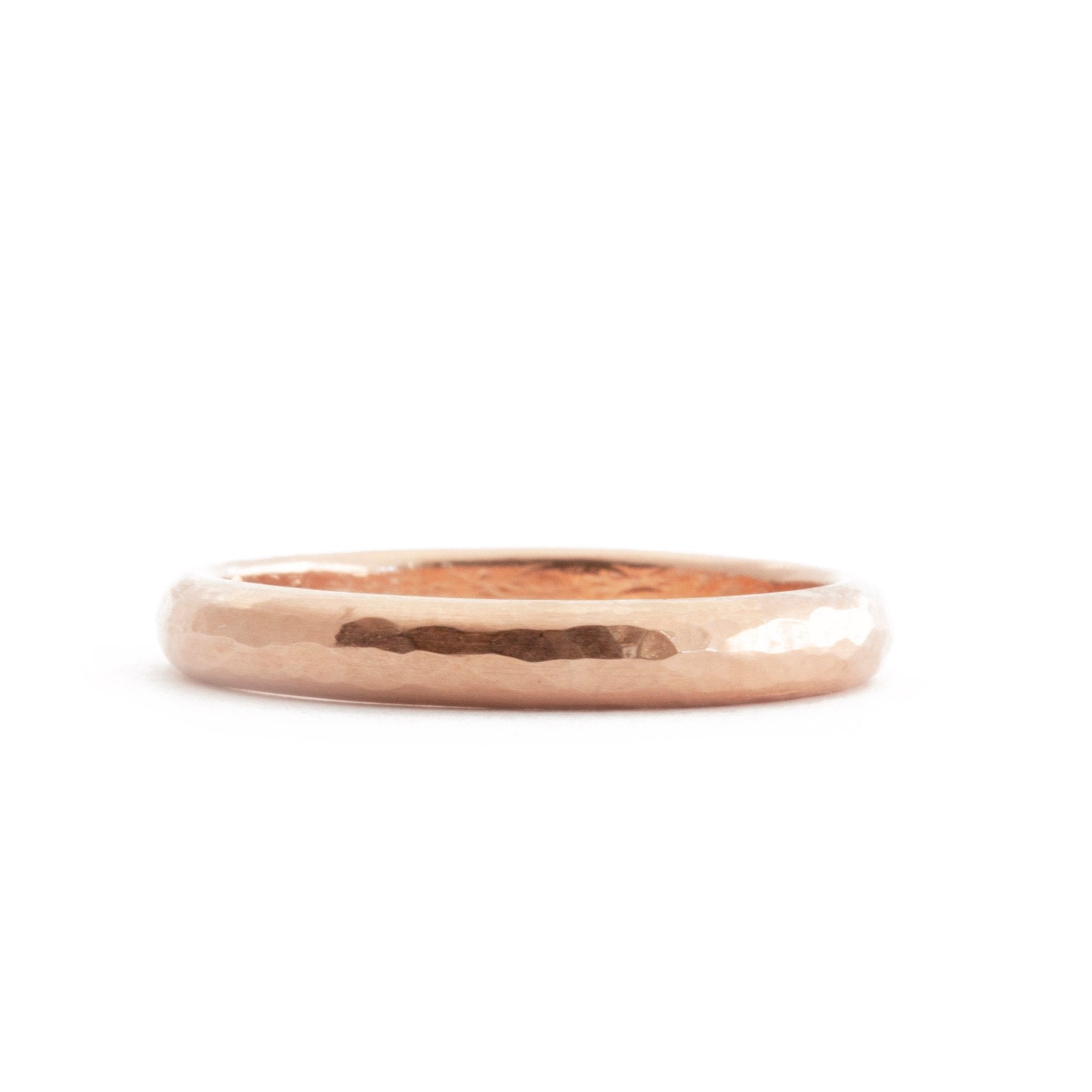 Hammered Simple Rose Gold Wedding Band Ethical Jewelry W R Metalarts   The Rose Gold Hammered Band 530432 