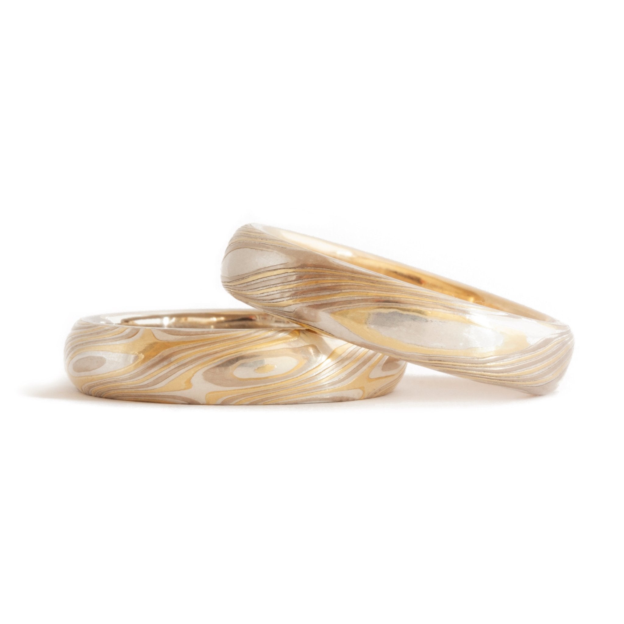 The Tri-Metal Mokume Gane Yellow Gold Band